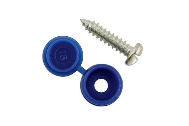 Number Plate Security Screws 6 x 20mm Blue Cap 100pc