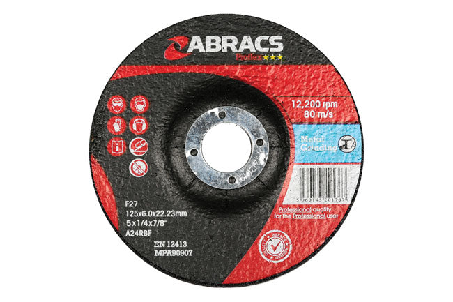 Abracs Metal Grinding Discs 125mm x 6.0mm 10pc