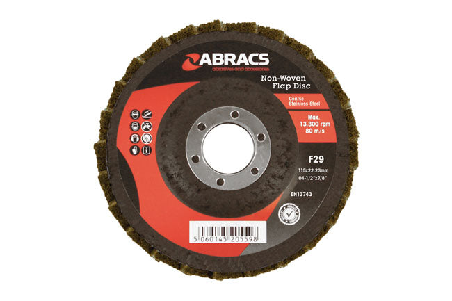 Abracs Non-Woven Flap Discs, Coarse 115mm 5pc