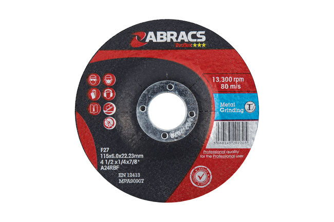 Abracs Metal Grinding Discs 115mm x 6.0mm 25pc