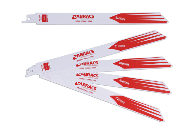 Abracs Reciprocating Saw Blades 225 x 19 x 0.9mm 24tpi 5pc