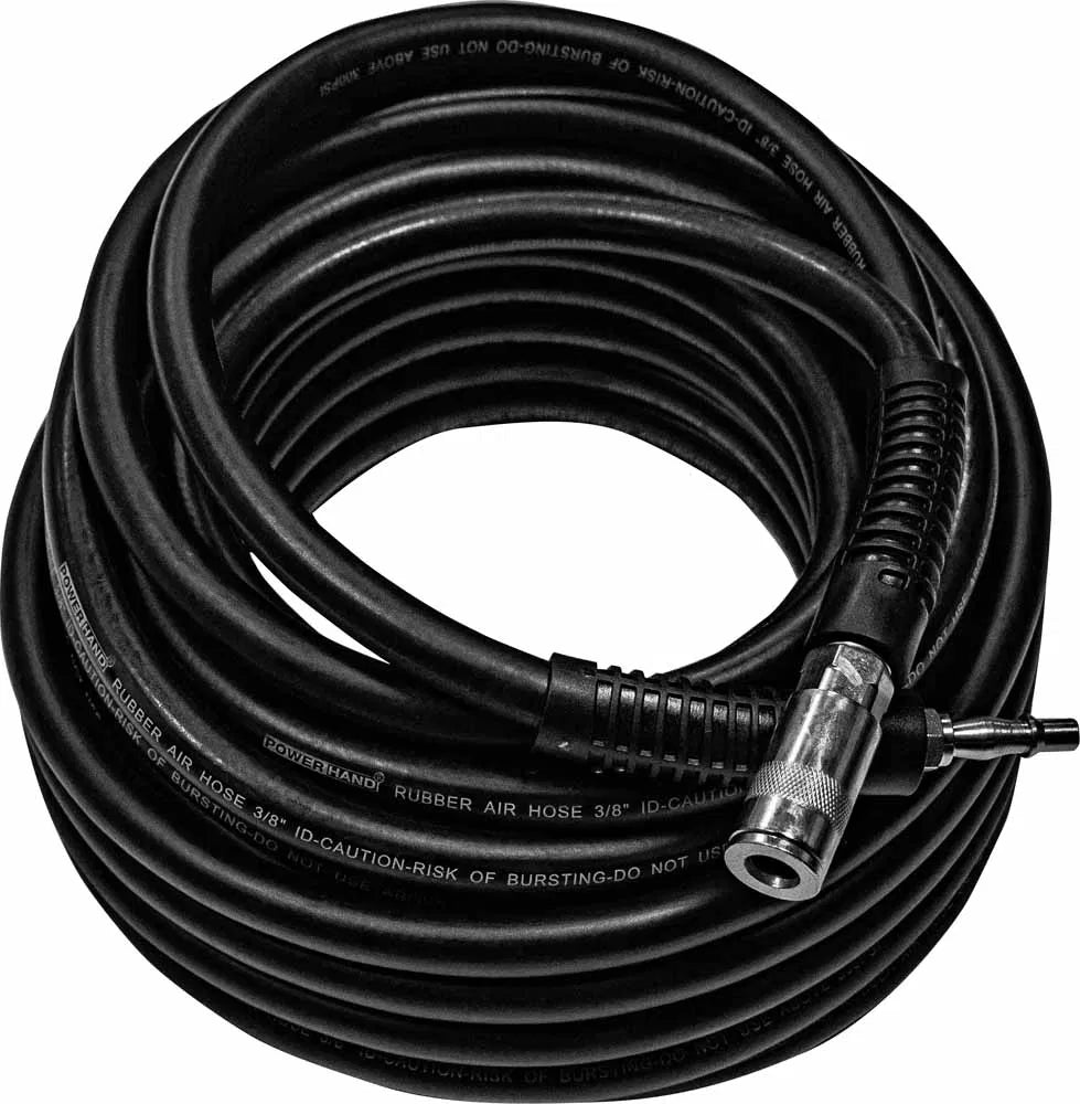 3/8" Rubber Air Hose 15m With Uk Fittings By Powerhand