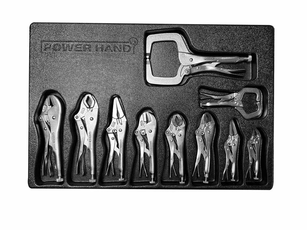 10Pc Locking Pliers Set In Blow Moulded Tray By Powerhand