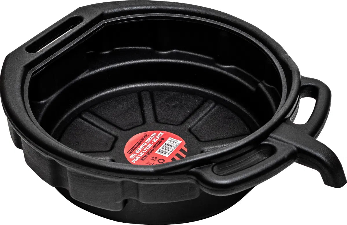 Oil Waste Drain Pan 16 Litre Black By Powerhand