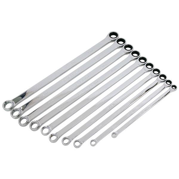 Ring Ratchet Spanner Set Extra Long Box End Wrench 10 Piece Set Sizes 8.10.12.13.14.15.16.17.18.19mm Supplied in a Wallet By Neilsen