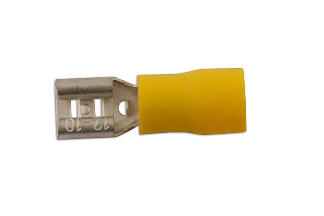 Yellow Female Push-On Terminal  6.3mm 100pc