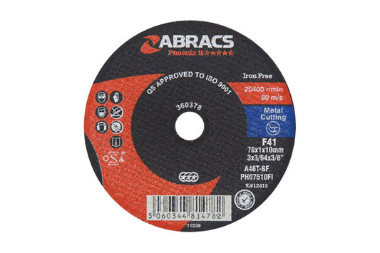 Abracs Extra Thin Flat Cutting Discs 75mm x 1.0mm 5pc