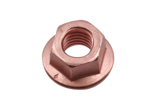Copper Flashed Nut Flanged & Self Locking M10 x 1.5 x 15mm Hex 5pc