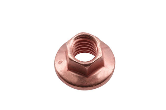Copper Flashed Nut Flanged & Self Locking M8 x 1.25 x 10mm Hex 5pc