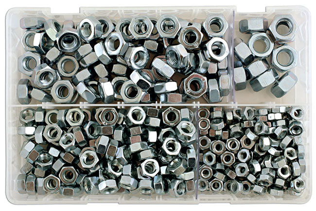 Assorted MM Plain Steel Nuts Box 370pc
