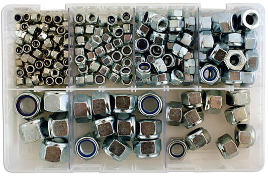 Assorted MM Nyloc Steel Nuts Box 220pc