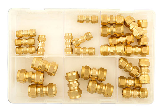 Assorted Metric Brass Tube Couplings 25pc