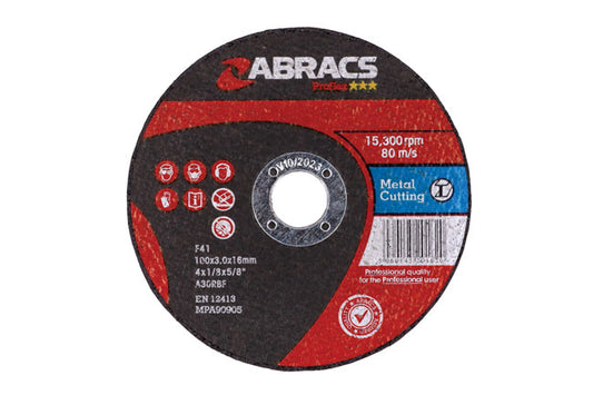 Abracs Flat Cutting Discs 100mm x 3.0mm 10pc