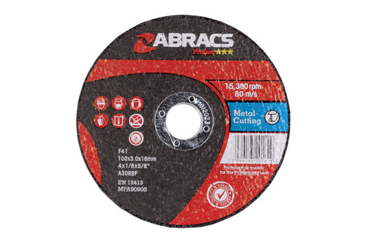 Abracs Flat Cutting Discs 100mm x 3.0mm 25pc