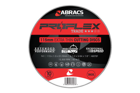 Abracs Extra Thin Flat Cutting Discs 115mm x 1.0mm 100pc