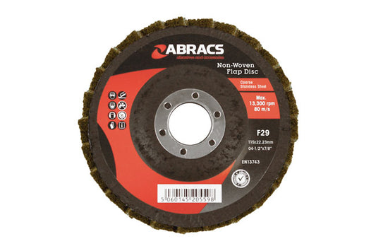 Abracs Non-Woven Flap Discs, Coarse 115mm 5pc