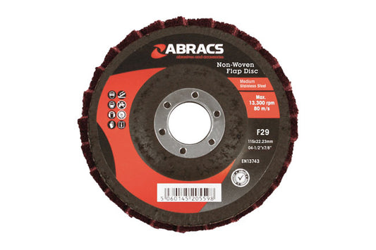 Abracs Non-Woven Flap Discs, Medium 115mm 5pc