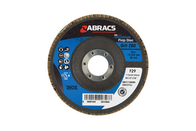 Abracs Zirconium Flap Discs 115mm x P80 5pc