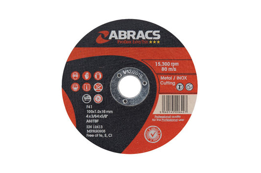 Abracs Extra Thin Flat Cutting Discs 100mm x 1.0mm 10pc