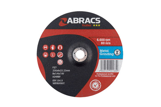 Abracs Metal Grinding Discs 230mm x 6.0mm 25pc