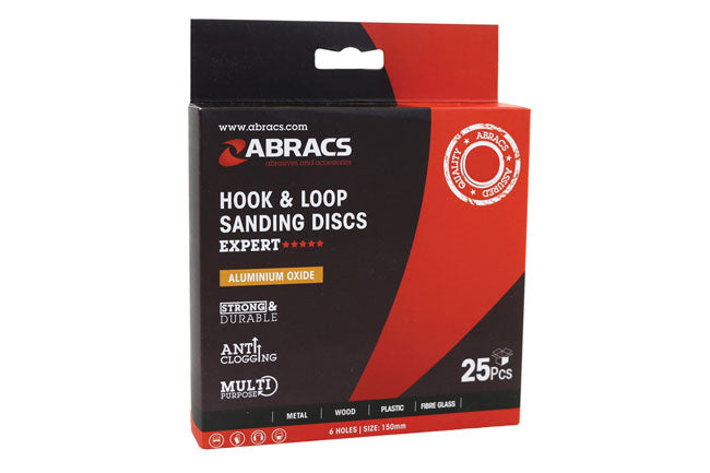 Abracs Hook & Loop Sanding Discs 150mm X P180 25pc
