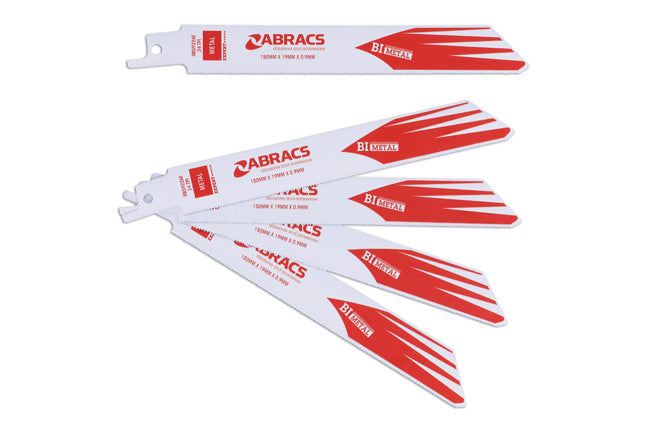 Abracs Reciprocating Saw Blades 150 x 19 x 0.9mm 24tpi 5pc