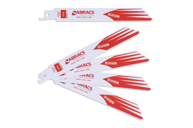Abracs Reciprocating Saw Blades 150 x 19 x 0.9mm 18tpi 5pc