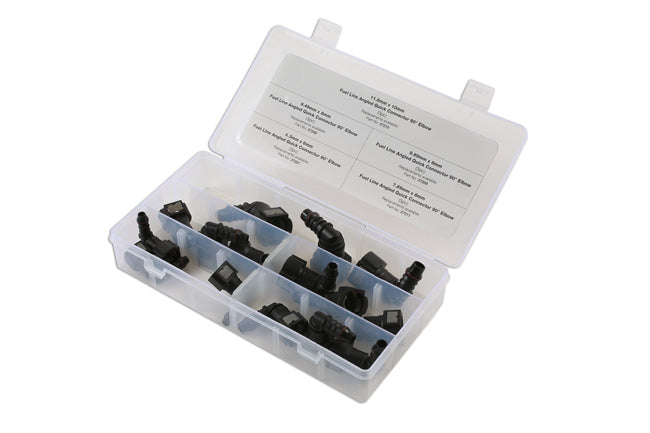 Assorted 90° Angled Fuel Line Quick Connectors 15pc
