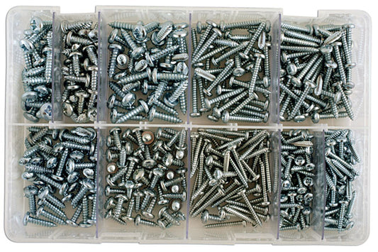 Assorted Self Tapping Pan Pozi Screws 8-12 Box 330pc