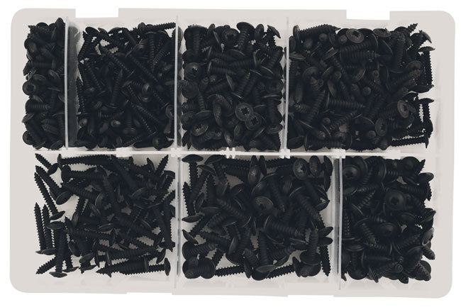 Assorted Self Tapping Black Flanged Pozi Screws 700pc