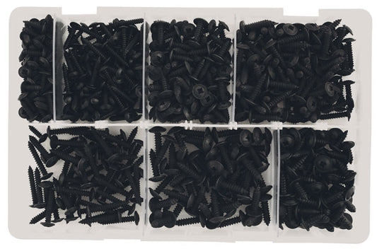 Assorted Self Tapping Black Flanged Pozi Screws 700pc
