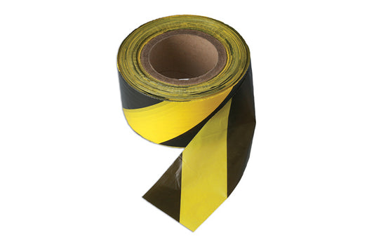 Black & Yellow Barrier Tape 75mm x 500m Non Adhesive 1pc