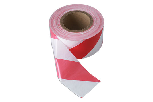 Red & White Barrier Tape 75mm x 500m Non Adhesive 1pc