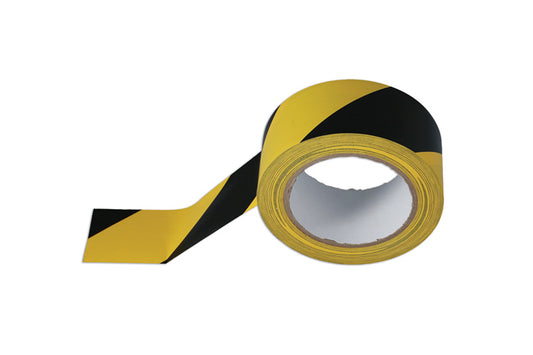 Black & Yellow Barrier Tape 50mm x 33m Adhesive 1pc