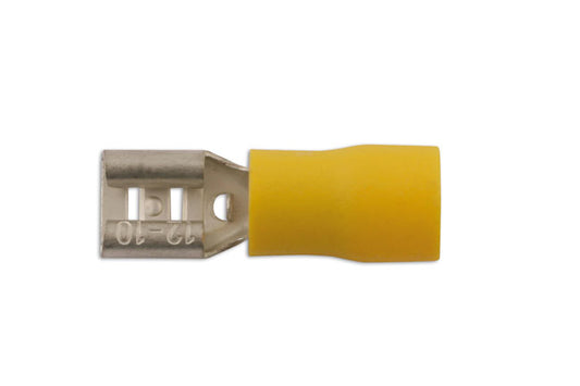 Yellow Female Push On Insulated Terminal 6.3mm 10pc