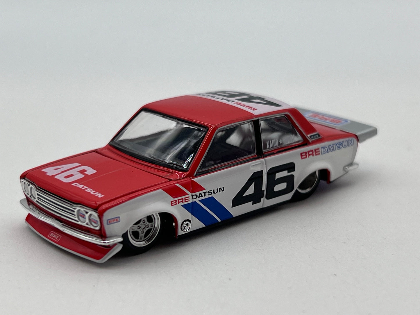 Datsun 510 Pro Street #46 V1 White Red Kaido House Mini GT 005 1/64