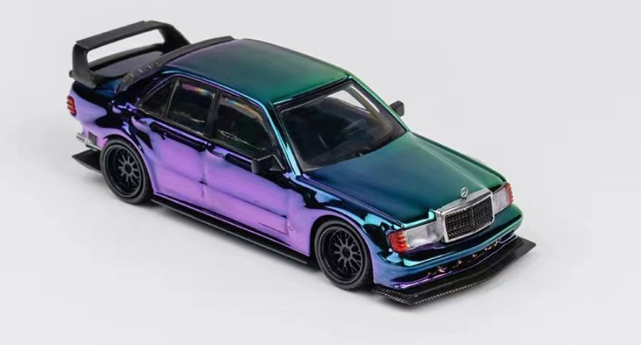 Mercedes 190e Electroplate Blue/Purple 1/64 By DCM