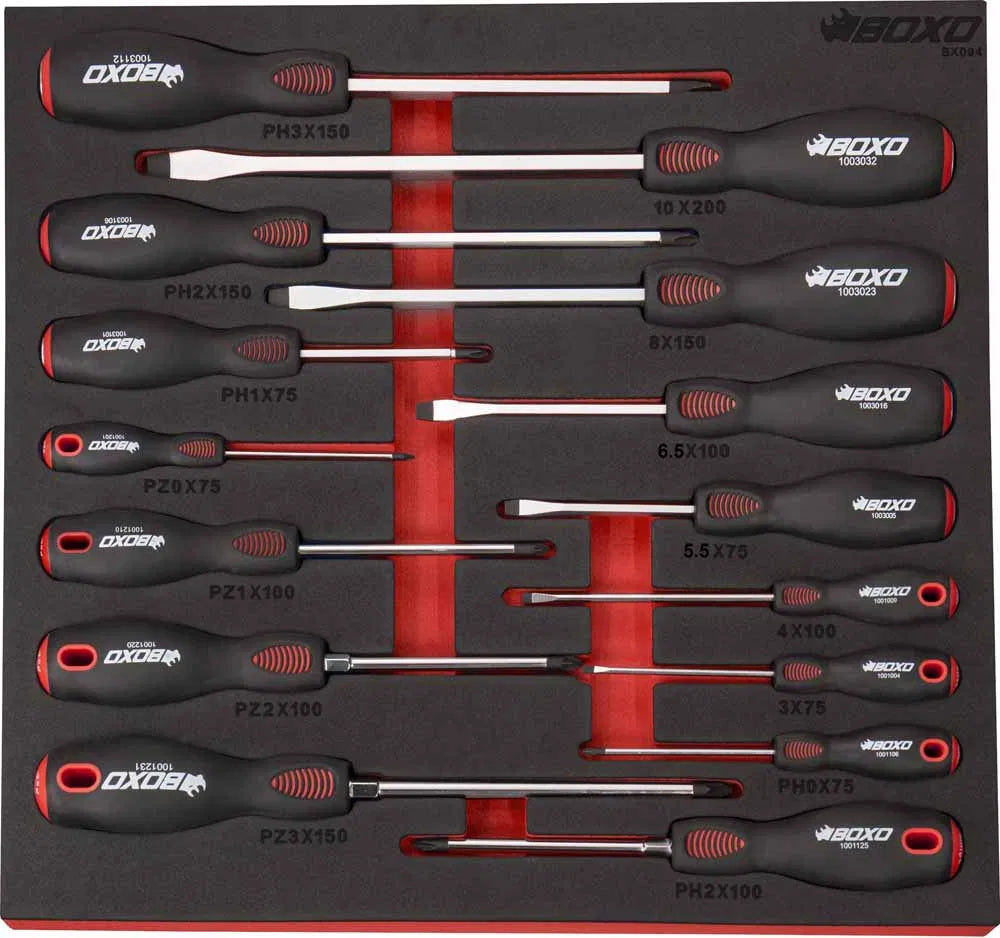 15Pc Screwdriver Set In EVA Foam Red By Boxo