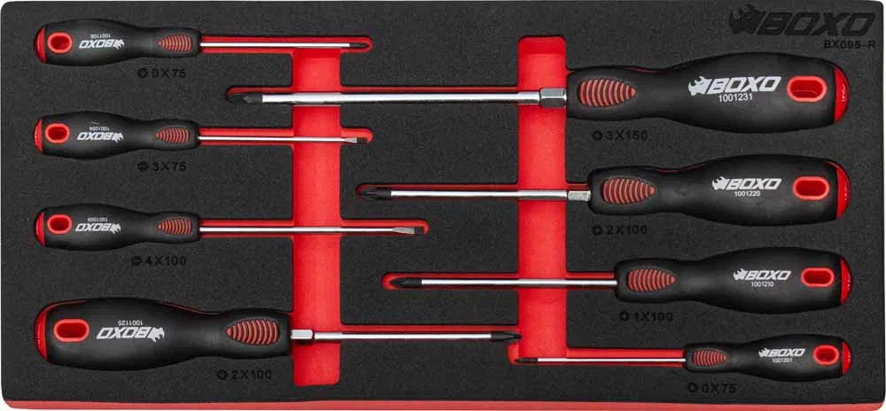 8 Pc Screwdriver Set in EVA Foam Red By Boxo