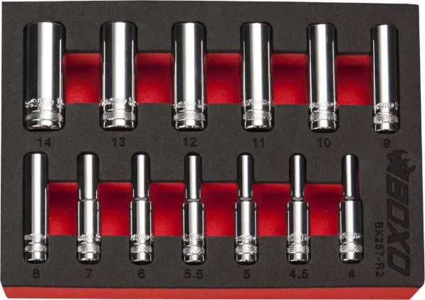 6 PT 1/4" Deep Socket Set In EVA Foam By Boxo