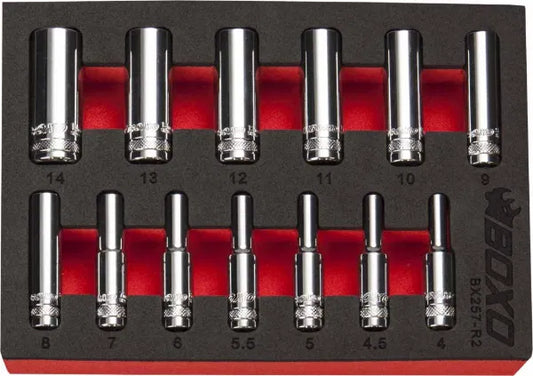 6 PT 1/4" Deep Socket Set In EVA Foam By Boxo