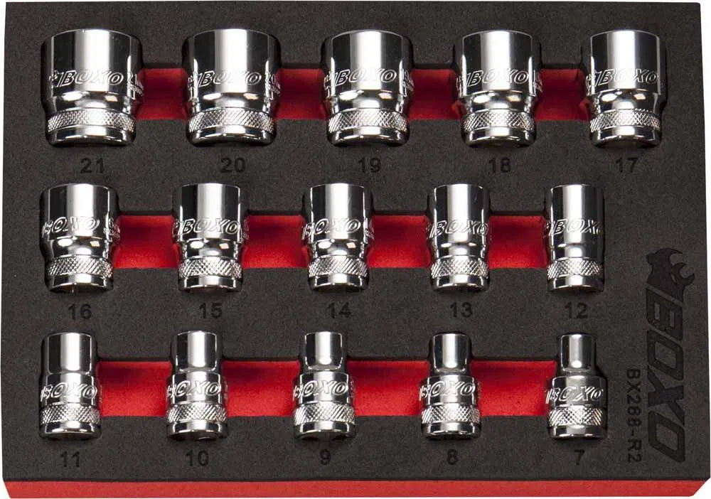 6 PT 3/8" Shallow Socket Set In EVA Foam By Boxo