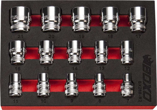 6 PT 3/8" Shallow Socket Set In EVA Foam By Boxo