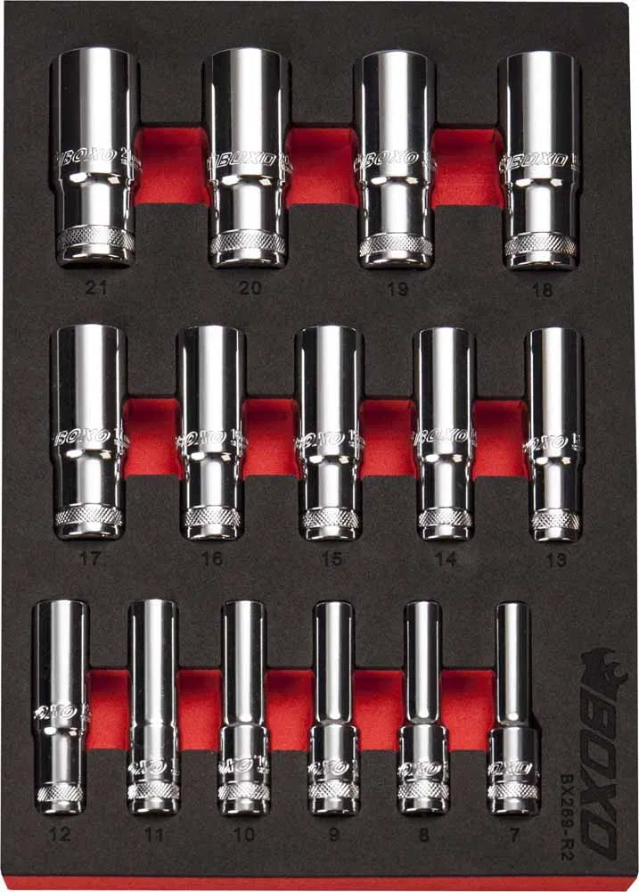 6 PT 3/8" Deep Socket Set In EVA Foam By Boxo