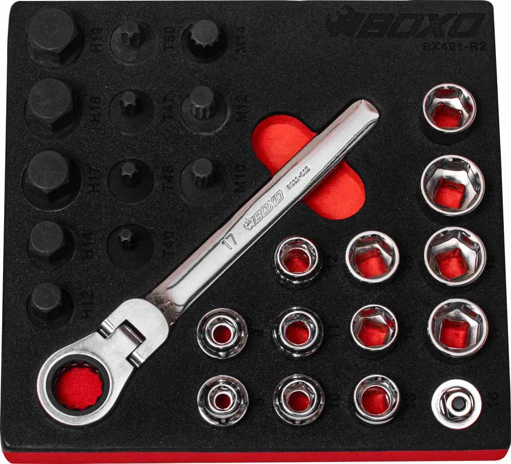 26 Pc 3/8" Low Profile Go-Through Socket Set By Boxo