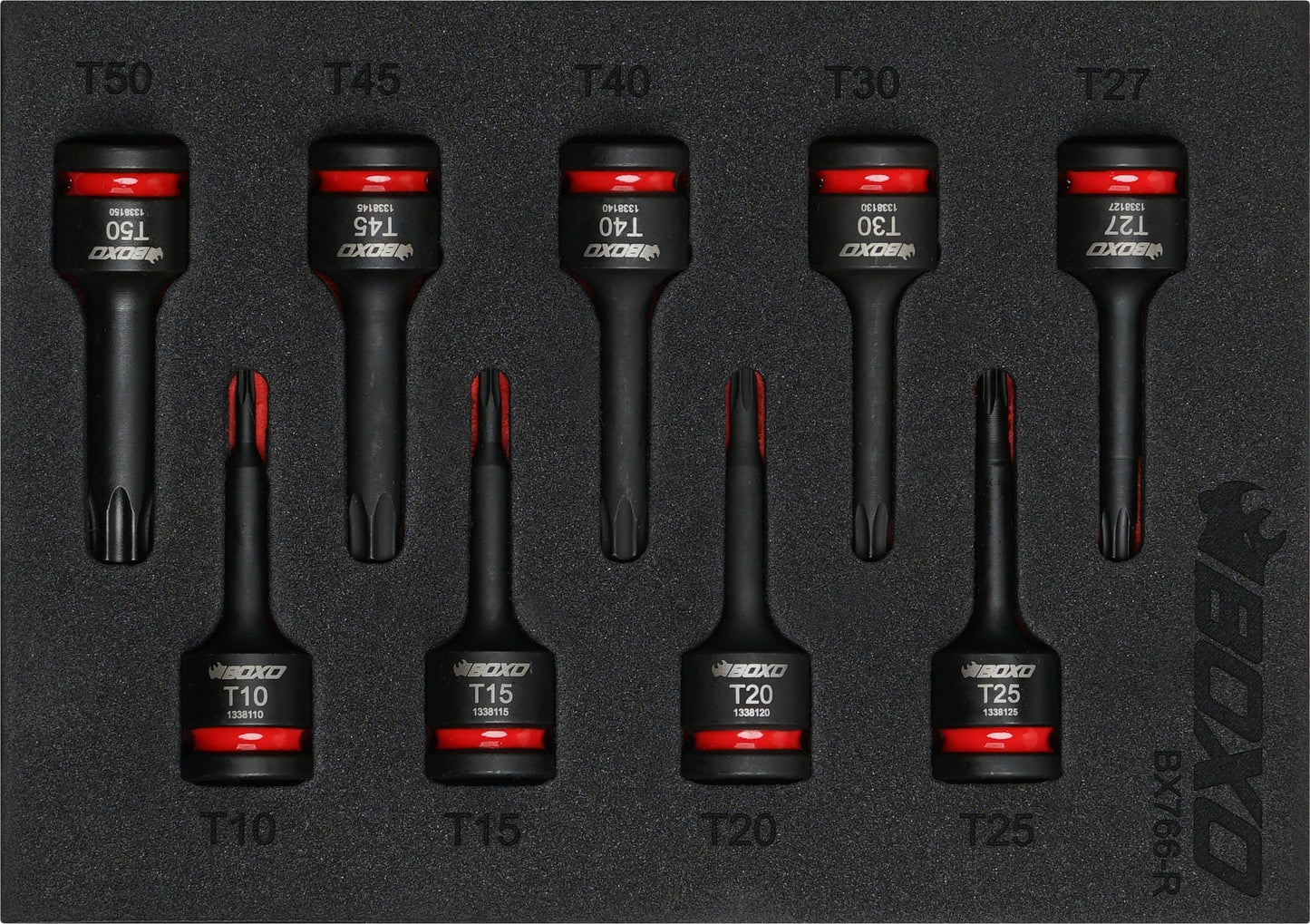 BOXO 9Pc 3/8" Impact Torx Bit Socket Set In EVA Foam