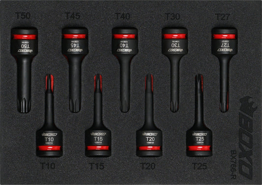 BOXO 9Pc 3/8" Impact Torx Bit Socket Set In EVA Foam