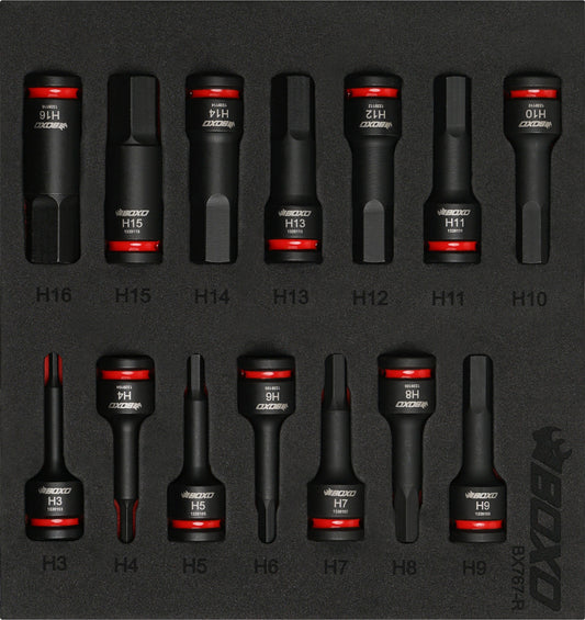 BOXO 14Pc 3/8" Impact Hex Bit Socket Set In EVA Foam
