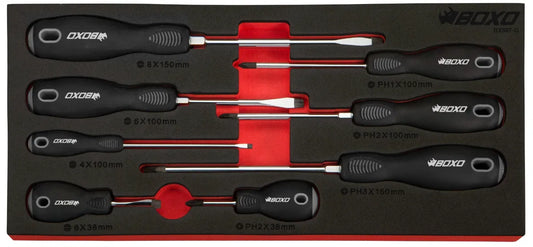 8 Pc Screwdriver Set in EVA Foam Green By Boxo