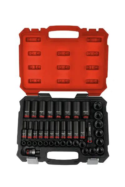 40 Pc 3/8" Master Impact Socket Set Shallow and Deep By Boxo